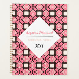Elegant roze en zwart Retro Patroon Planner