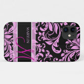 Elegant roze en zwarte demker met monogram Case-Mate iPhone case (Achterkant (horizontaal))