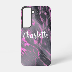 Elegant roze en zwarte marmer samsung galaxy hoesje