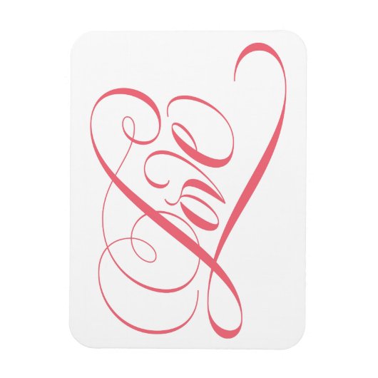 Elegant roze Fancy LOVE script waarmee je het hart Magneet (Verticaal)
