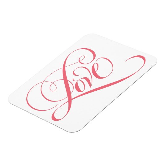 Elegant roze Fancy LOVE script waarmee je het hart Magneet (Linkerzijde)