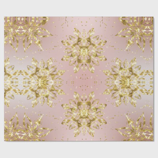 Elegant roze feestdag Snowflakes sterren Kerstmis Cadeaupapier (Vlak)