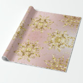 Elegant roze feestdag Snowflakes sterren Kerstmis Cadeaupapier (Uitgerold)