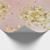 Elegant roze feestdag Snowflakes sterren Kerstmis Cadeaupapier (Hoek)