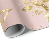 Elegant roze feestdag Snowflakes sterren Kerstmis Cadeaupapier (Rol Hoek)