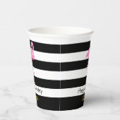 Elegant roze flamingo Black en White Stripes Name Papieren Bekers (Rechts)