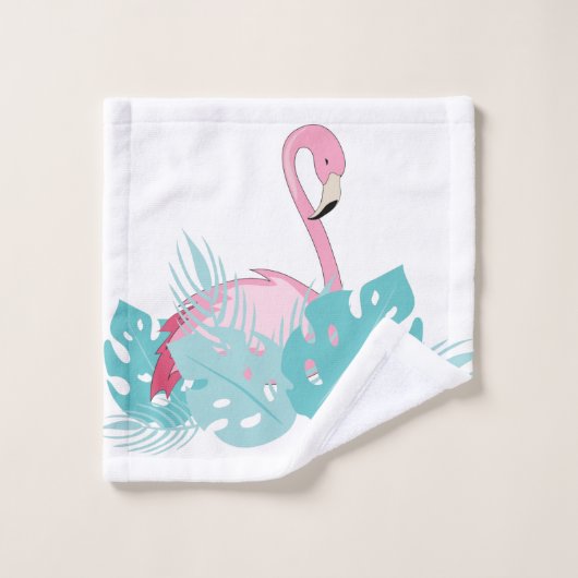 Elegant roze flamingo en tropische bladeren bad handdoek (Wasdoekje)