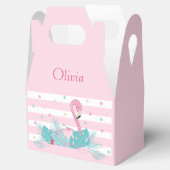 Elegant roze flamingo en tropische bladeren bedankdoosjes (Geopend)