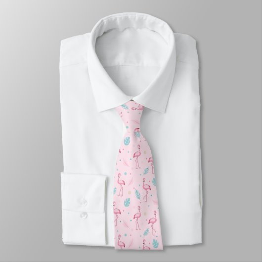Elegant roze flamingo Exotic Pattern Stropdas (Gebonden)