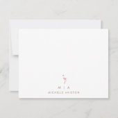 Elegant Roze Flamingo Modern Minimalistisch monogr Notitiekaartje (Voorkant)