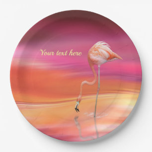 Elegant roze flamingo Surreal Pastels personaliser Papieren Bordje
