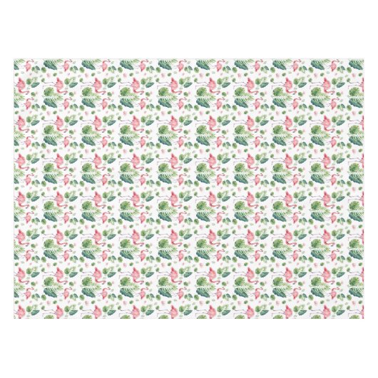 Elegant roze flamingo Tropical Leaves Pattern Sher Tafelkleed (Voorkant (Horizontaal))