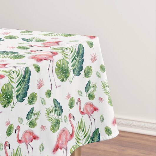Elegant roze flamingo Tropical Leaves Pattern Sher Tafelkleed (Voorbeeld)