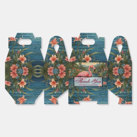 Elegant roze flamingo tropisch paradijs bedankt bedankdoosjes (Ongevouwen)