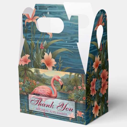 Elegant roze flamingo tropisch paradijs bedankt bedankdoosjes (Open)