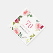 Elegant Roze Floral 70e verjaardag Servetten (Hoek)