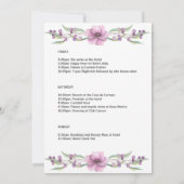 Elegant roze Floral Bachelorette Weekend Itinerary Kaart (Achterkant)