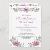 Elegant roze Floral Bachelorette Weekend Itinerary Kaart (Voorkant / Achterkant)