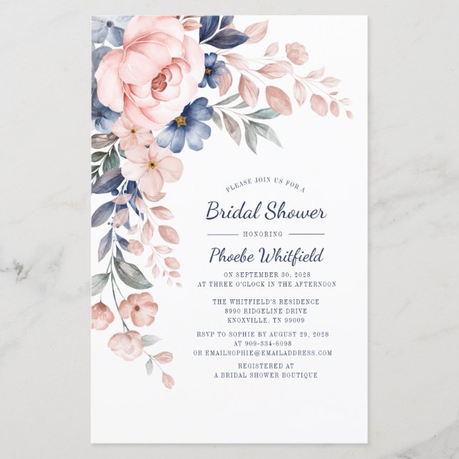 Elegant Roze Floral Bridal Shower (Voorkant)