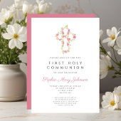 Elegant roze Floral Cross First Community Kaart