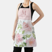 Elegant Roze floral custom monogram apron Schort (Insitu)