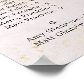 Elegant roze Floral Gold Wedding Seding Chart Poster (Hoek)