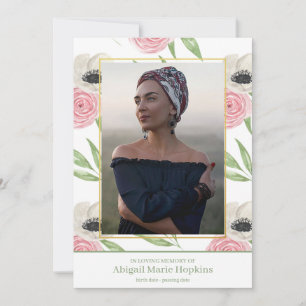 Elegant roze Floral in het houden van geheugen beg Bedankkaart