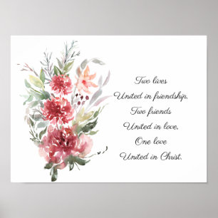 Elegant roze Floral Inspirerend Quote Wedding Poster