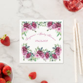 Elegant roze Floral Name Date Script Showner Servet (Insitu)