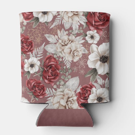 Elegant roze Floral Pattern Blikjeskoeler (Achterkant)