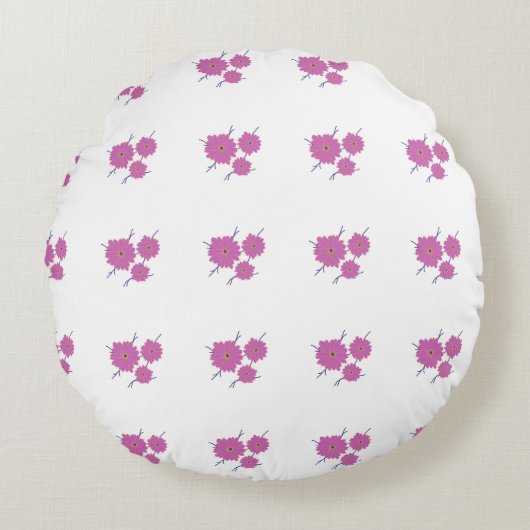 Elegant roze Floral Rond Kussen (Voorkant)