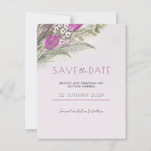 Elegant roze floral Save the Date nodig
