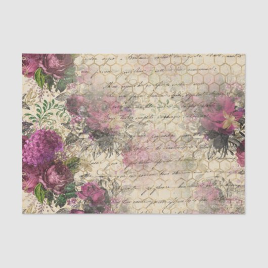 Elegant Roze Floral Tissuepapier (Voorkant)