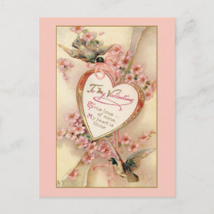 Elegant roze Floral Valentijn Heart Briefkaart