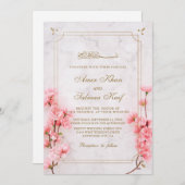 Elegant roze florale moslimbruiloft Uitnodigingen (Voorkant / Achterkant)