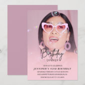 Elegant roze fotodiner 42e verjaardag kaart (Voorkant / Achterkant)