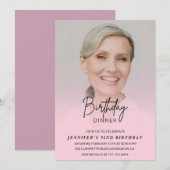 Elegant roze fotodiner 92e verjaardag kaart (Voorkant / Achterkant)