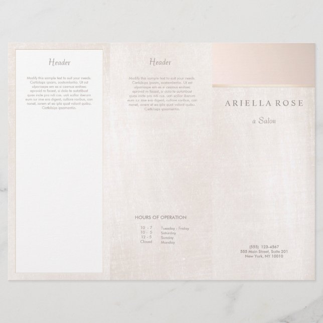 Elegant Roze geborsteld marmer Salon Spa Brochure (Voorkant)