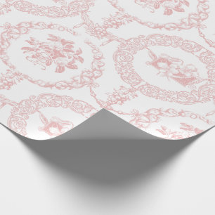Elegant roze gegraveerde Florale Medallions en Swa Cadeaupapier
