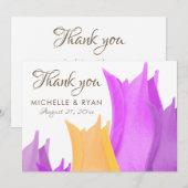 Elegant roze gele Tulp bloem bruiloft Bedankkaart (Voorkant / Achterkant)