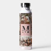 Elegant roze gepersonaliseerd monogram & fotocolla waterfles (Links)