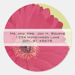 Elegant roze Gerber Daisy Wedding Stickers