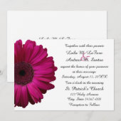 Elegant roze Gerbera Daisy Wedding Invitation Kaart (Voorkant / Achterkant)
