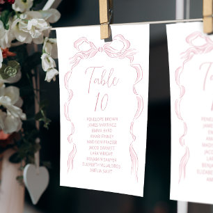 Elegant Roze Getrokken Bow Tafel Aantal zitplaatse Kaart