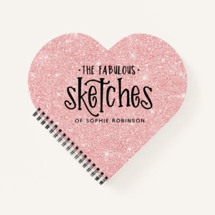 Elegant Roze Glitter Artiest Sketchbook Notitieboek