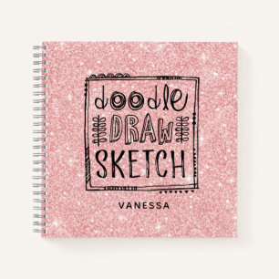 Elegant Roze Glitter Artiest Sketchbook Notitieboek