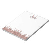 Elegant Roze Glitter Drips Name Monogramed Notitieblok (Gedraaid)