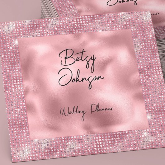 Elegant Roze Glitter en Roze Folie Visitekaartje