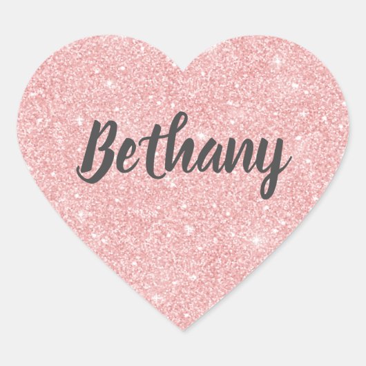 Elegant Roze Glitter Hart Sticker (Voorkant)
