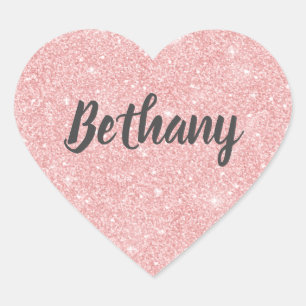 Elegant Roze Glitter Hart Sticker